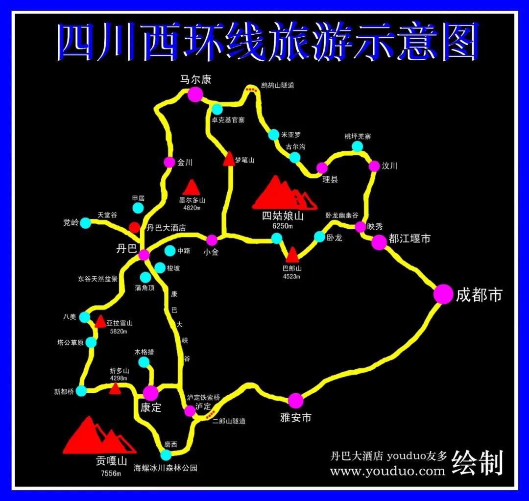 四川西环线旅游图(作者供图)