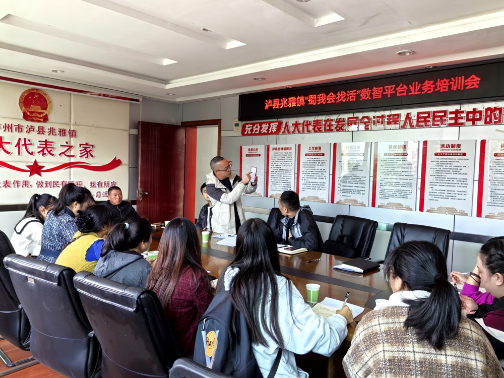 泸县农民工服务中心工作人员在兆雅镇开展劳务经纪人就业服务能力提升轮训