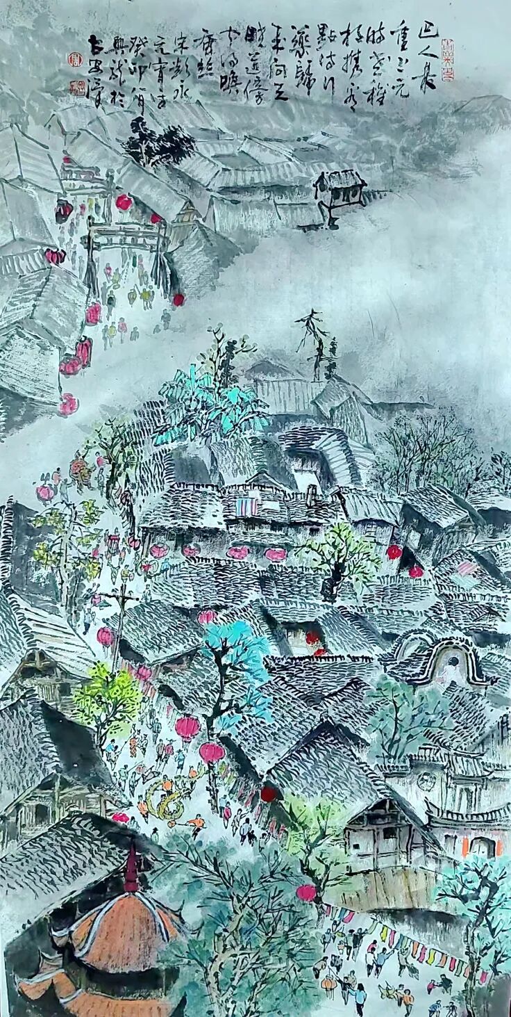 《唤蚕丝》 国画 周兴龙 作.jpg