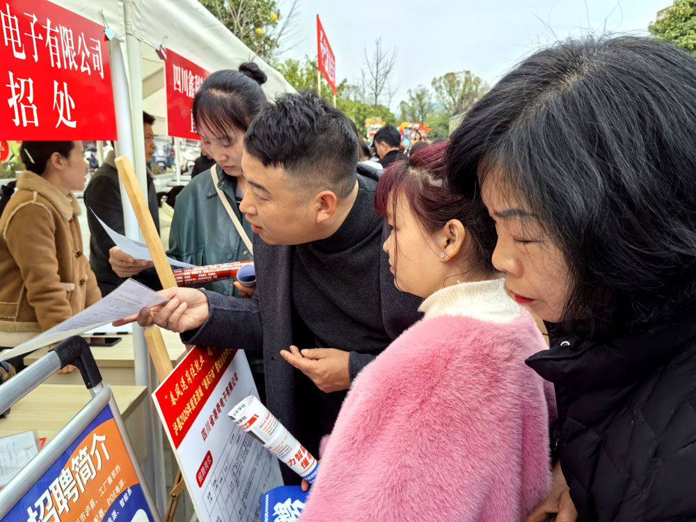专场招聘活动现场求职者正在浏览企业招聘信息